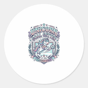 Unicorn Goal Getter Retro Style Graphic Tee Design Classic Round Sticker
