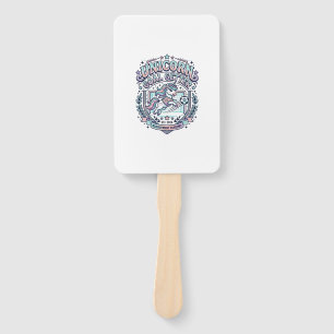 Unicorn Goal Getter Retro Style Graphic Tee Design Hand Fan