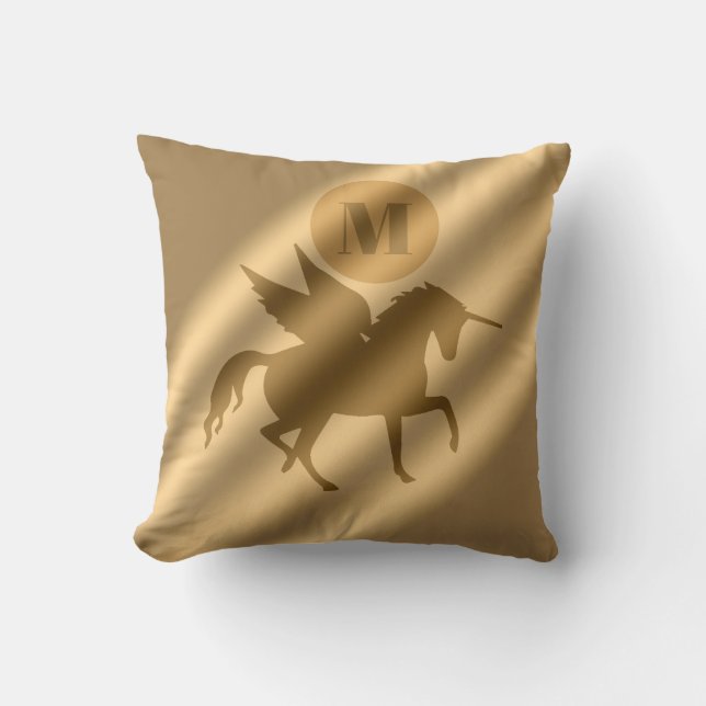 Unicorn Gold Luxury Monogram Cushion (Front)
