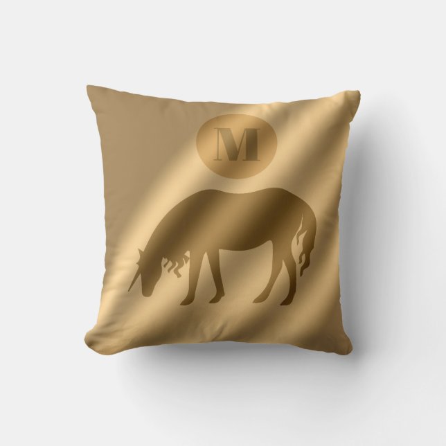 Unicorn Gold Luxury Monogram Cushion (Front)