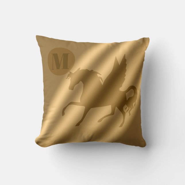 Unicorn Gold Luxury Monogram Cushion (Front)