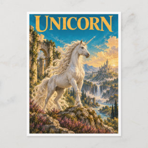 Unicorn, Gothic Fantasy Monster Postcard