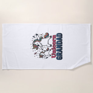 Unicorn Grandad Vintage Engraving Shirt Design_1 Beach Towel