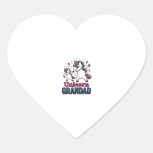 Unicorn Grandad Vintage Engraving Shirt Design_1 Heart Sticker