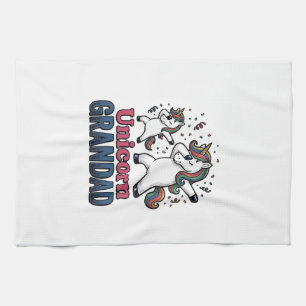 Unicorn Grandad Vintage Engraving Shirt Design_1 Tea Towel