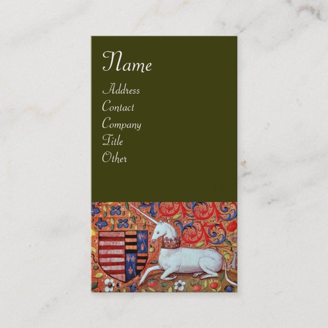 UNICORN ,green Business Card (Front)