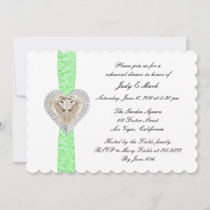 Unicorn Green Lace Rehearsal Dinner Invitation