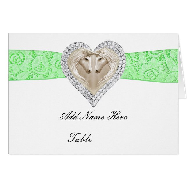 Unicorn Green Lace Table Place Card (Front Horizontal)