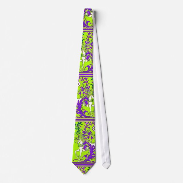 Unicorn Green & Purple Wood Vine Tie By Sharles (Front)