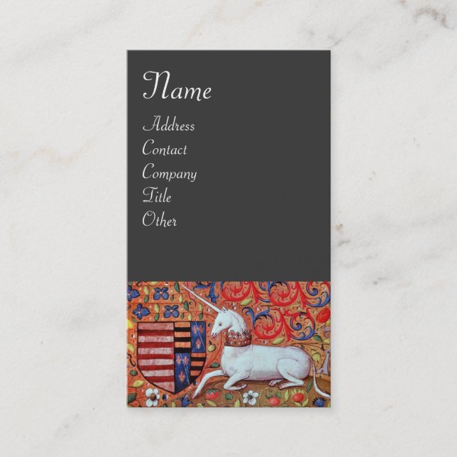 UNICORN ,grey Business Card (Front)