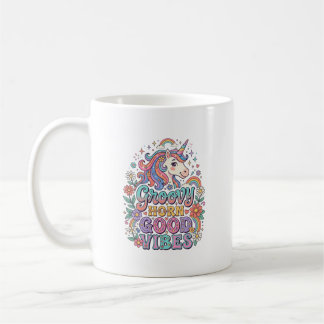 Unicorn Groovy Horn Good Vibes Charming POD Artwor Coffee Mug