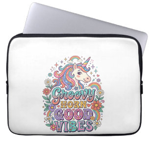 Unicorn Groovy Horn Good Vibes Charming POD Artwor Laptop Sleeve