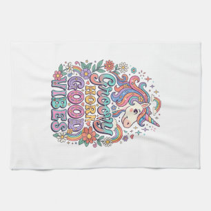 Unicorn Groovy Horn Good Vibes Charming POD Artwor Tea Towel