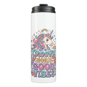 Unicorn Groovy Horn Good Vibes Charming POD Artwor Thermal Tumbler