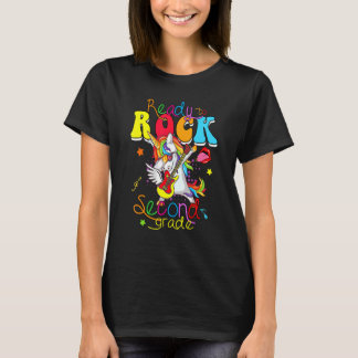 Unicorn Guitar Ready To Rock Second Grade Back To  T-Shirt