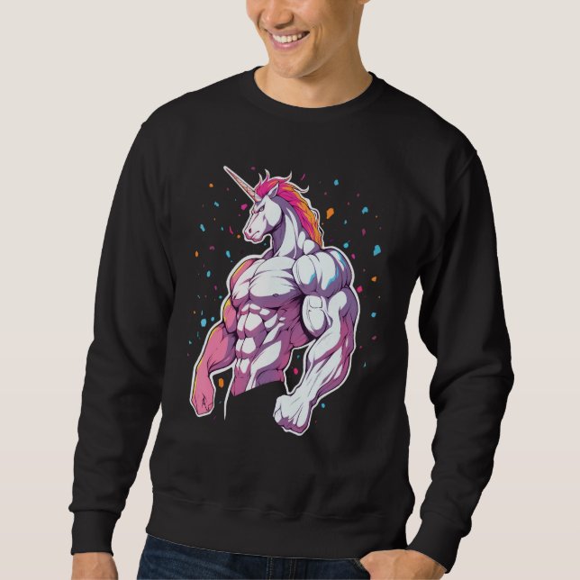 Unicorn Gym Fitness Workout Powerlifter Muscle Sweatshirt (Front)