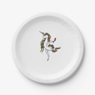 Unicorn Hairdresser Magical Hairstylist Barber Wom Paper Plate