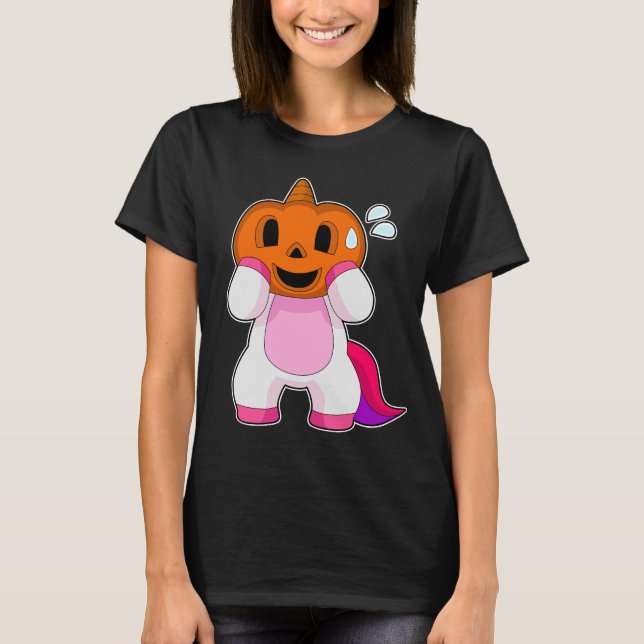 Unicorn Halloween Pumpkin T-Shirt (Front)