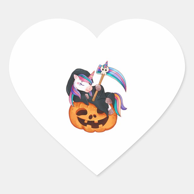 Unicorn Halloween Security Costume Daughter Pumpki Heart Sticker (Front)