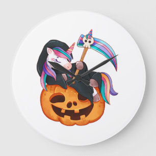 Unicorn Halloween Security Costume Daughter Pumpki Large Clock
