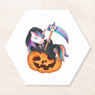 Unicorn Halloween Security Costume Daughter Pumpki Paper Coaster