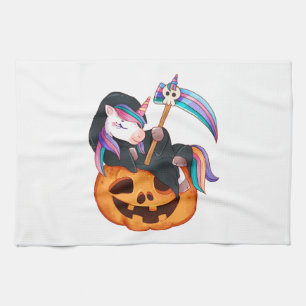 Unicorn Halloween Security Costume Daughter Pumpki Tea Towel