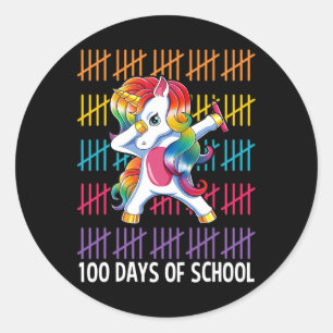 Unicorn Happy 100 Days Of School Girls Kids Gift Classic Round Sticker
