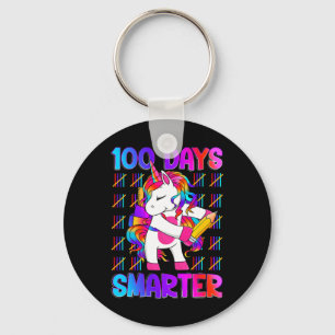 Unicorn Happy 100 Days Of School Smarter Brighter Key Ring