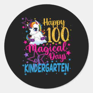 Unicorn Happy 100 Magical Days Of Kinder Classic Round Sticker