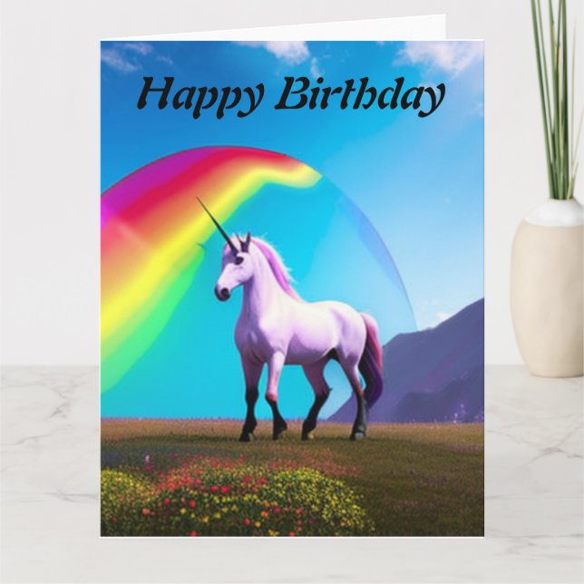 Unicorn  Happy Birthday  Card (Front)