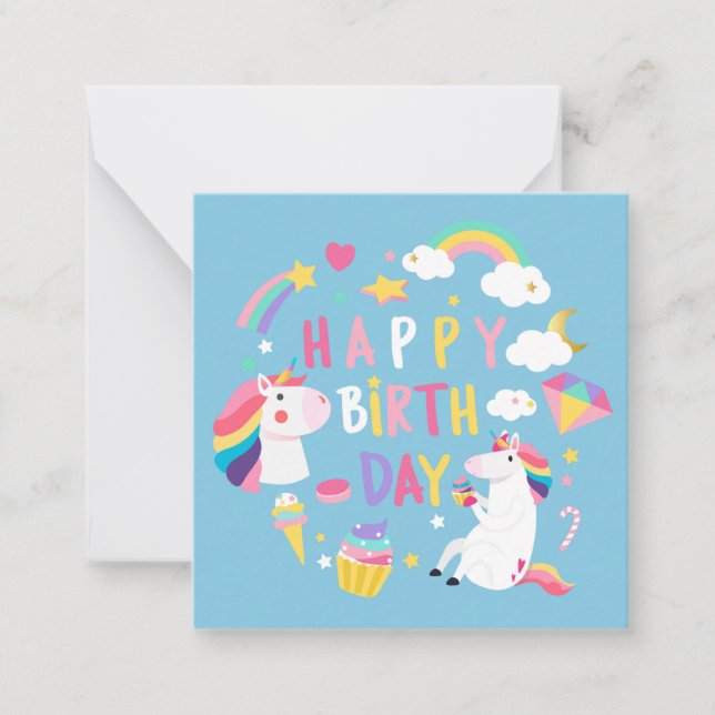 Unicorn Happy Birthday Card (Front)