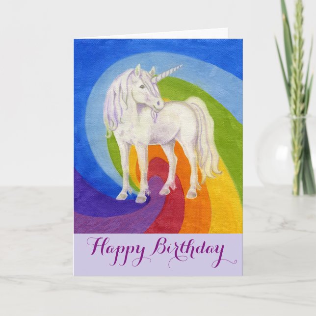 Unicorn happy birthday card (Front)