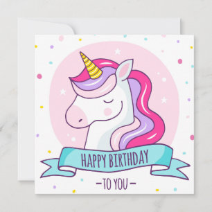 Unicorn Happy Birthday Holiday Card