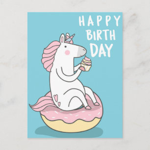 Unicorn Happy Birthday Postcard