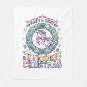 Unicorn Have a Very Unicorn Christmas Bold Typogra Fleece Blanket