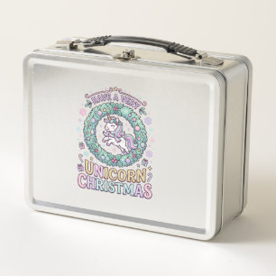 Unicorn Have a Very Unicorn Christmas Bold Typogra Metal Lunch Box
