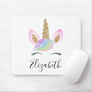 Unicorn Head Cute Personalised Custom Name Quote Mouse Pad