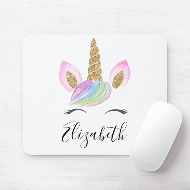 Unicorn Head Cute Personalised Custom Name Quote Mouse Pad (With Mouse)