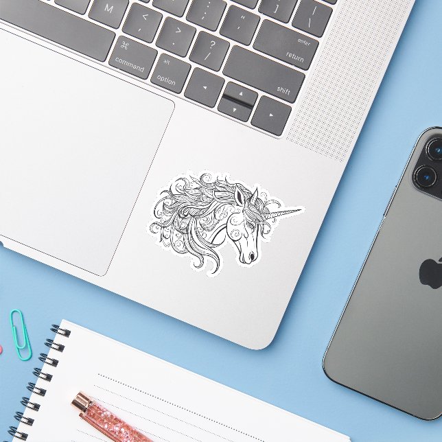  Unicorn Head Drawing  Small (Laptop w/ iPhone)