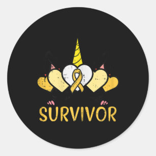 Unicorn Head Survivor Childhood Cancer Awareness G Classic Round Sticker