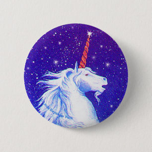 Unicorn Head with Blue 6 Cm Round Badge