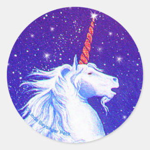 Unicorn Head with Stars Classic Round Sticker