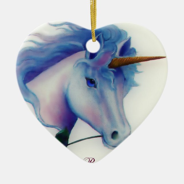 Unicorn Heart Ceramic Tree Decoration (Front)
