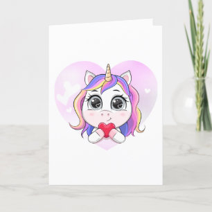 Unicorn Heart Cute Personalised Valentine Holiday Card