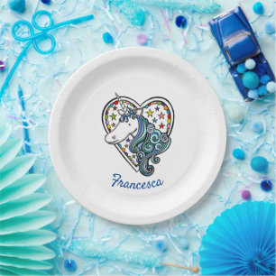 Unicorn Heart Paper Plate