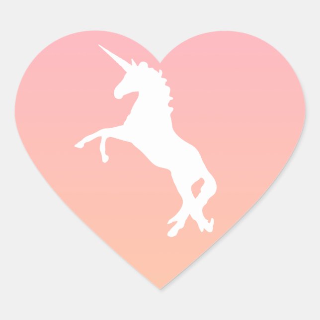 Unicorn Heart Pastel Pink Orange Colour Party Favo Sticker (Front)
