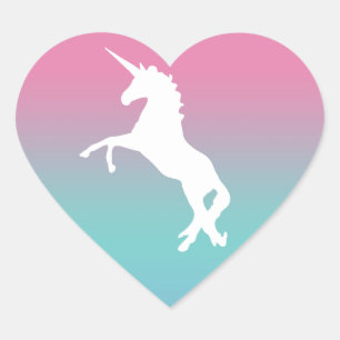 Unicorn Heart Pink Colorful Party Favor Heart Heart Sticker