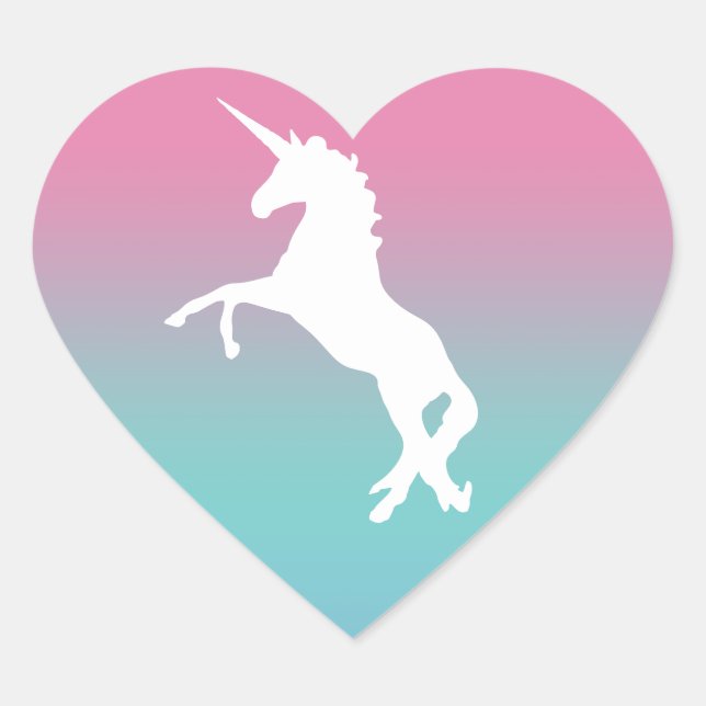 Unicorn Heart Pink Colourful Party Favour Heart Heart Sticker (Front)