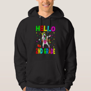 Unicorn Hello Second Grade Squad Cute Teacher Stud Hoodie