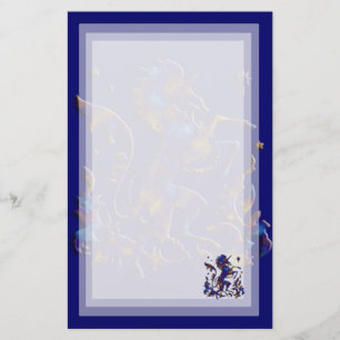 Unicorn Herald: Blue and Gold Stationery